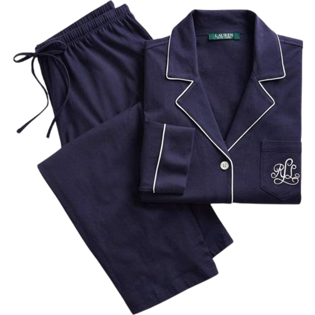 Lauren Ralph Lauren - Pyjamas LRL Hammond Knit Collar PJ Set - Blå