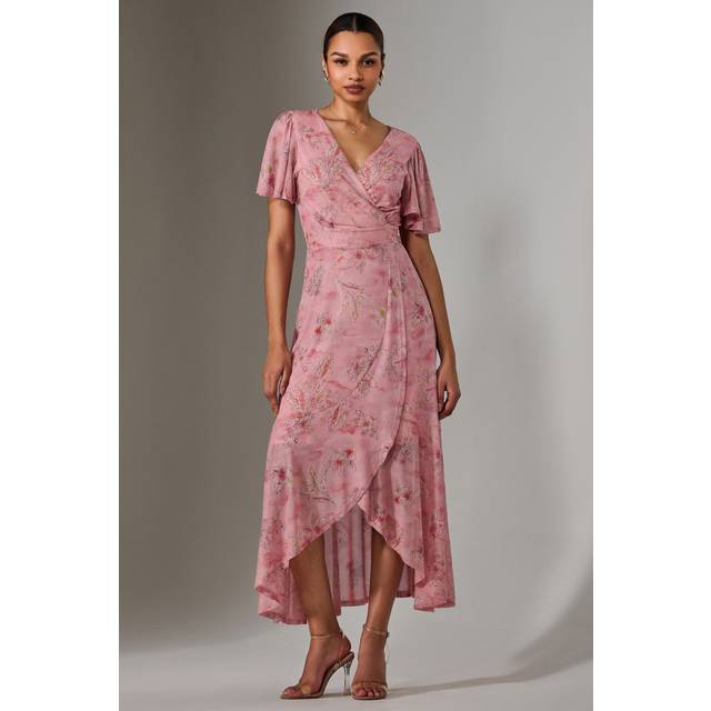 Jolie Moi Floral Wrap Midaxi Dress, Pink