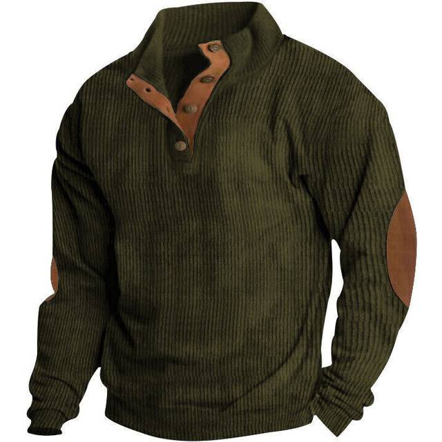 (Army Green, M) Mens Long Sleeve Sweater High Neck Jumper Casual Blouse Pullover Winter Warm Top