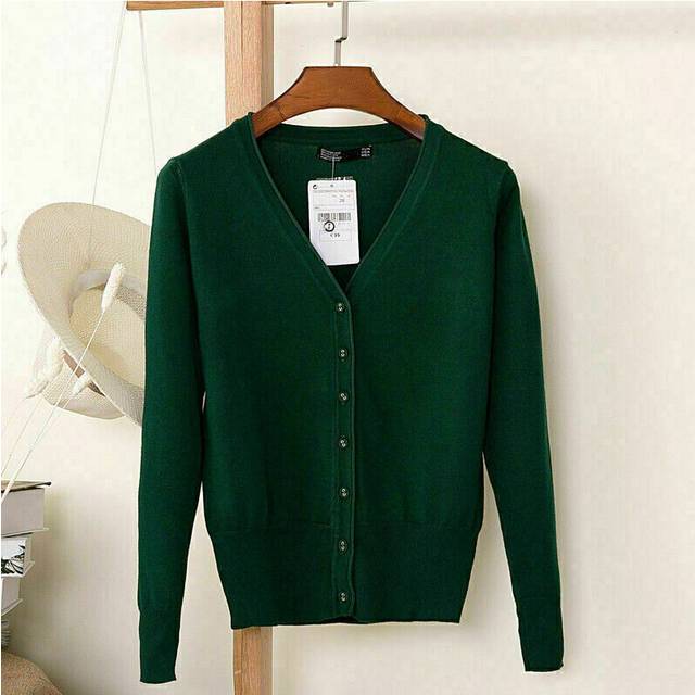 (Dark Green, 3XL/UK16-18) Womens Cardigan Long Sleeve Ladies Knitted Top Outwear Cardigans Plus Size 8-24
