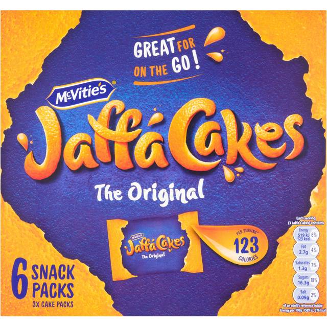 McVitie's Jaffa Cakes Original Biscuits Snack Pack 6 x 3 Cakes, 198g