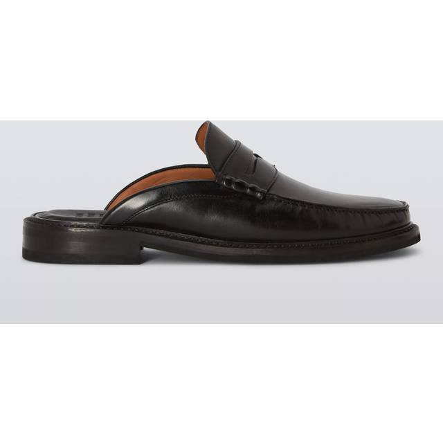 John Lewis Cornell Leather Backless Loafers, Black