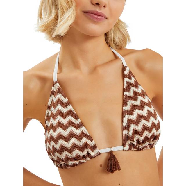 Accessorize Retro Crochet Triangle Bikini Top, Natural