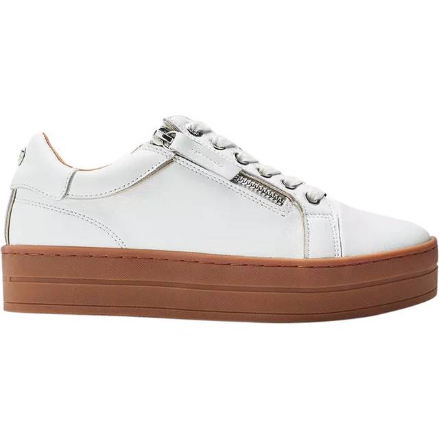 Moda in Pelle Barlli Leather Chunky Zip Trainers, White