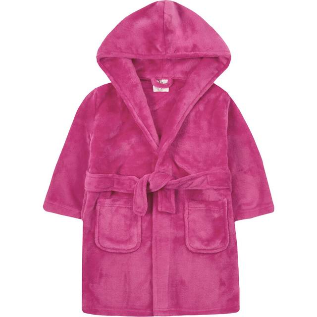 (Pink, 2-3 Years) Kids Girls Plain Hot Pink Dressing Robe Hooded Pink Bath Gown Warm Bathrobe Sizes 2-13 Years