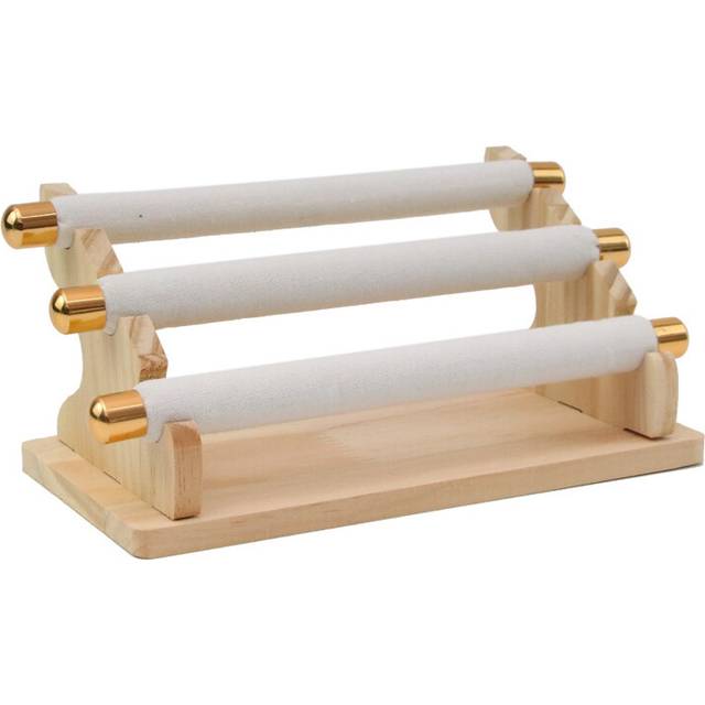 3-Tier Wooden Jewelry Display Stand Ring Holder, T-Bar Jewelry Showcase Display Stand and Organizer White