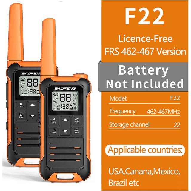 (FRS NO BAT-O) 2pcs F22 PMR446 FRS Mini Communication Radio Profesional Walkie Talkies Two Way Radio Transceiver For