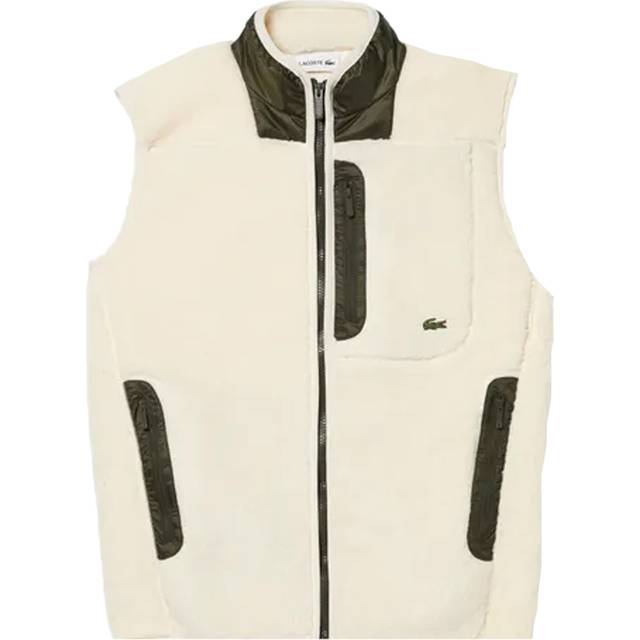 (S, Cream) Lacoste Mens Sherpa Fleece Gilet
