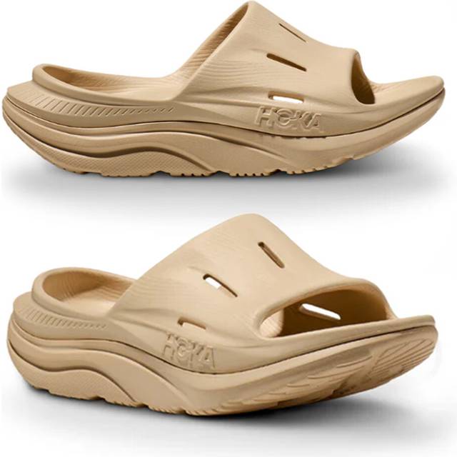 (Khaki, UK9.5/EU44) HOKA ONE ONE Slide 3 Mens Womens Summer Slides Soft Shoes Beach Sandals Platform Slippers