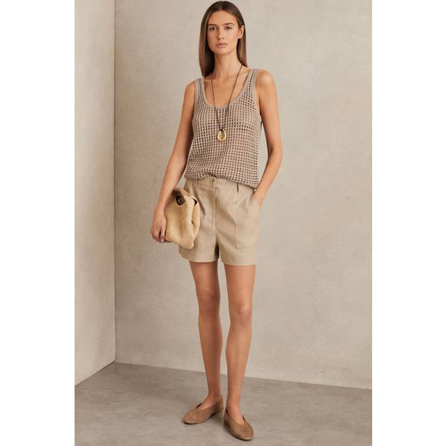 Reiss Ashby Pure Linen Shorts, Neutral