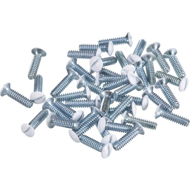 50pcs wall plate screws, 9/16" long 6-32 thread outlet screws white oval head