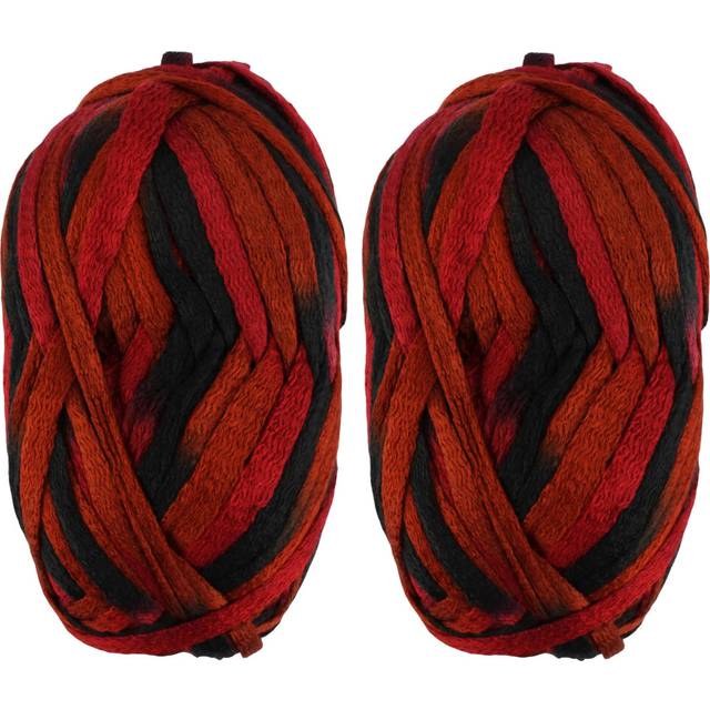 JubileeYarn Mesh Fishnet Yarn - Chunky Acrylic - 200g/Skein - Red Black - 2 Skeins