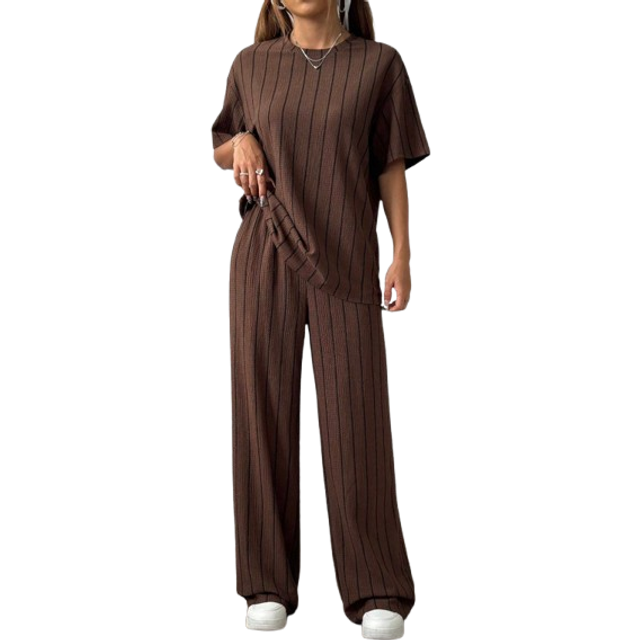 SHEIN Women&#39;s Flannels Casual Solid Color Fleece Long Sleeve Top And Pants Set, Autumn & Winter