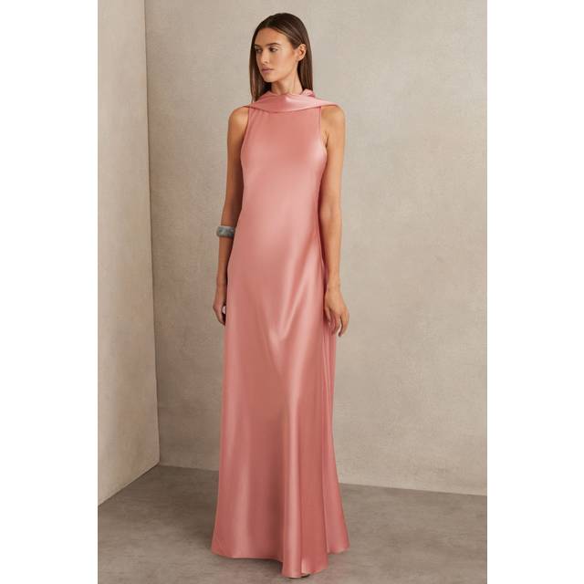 Reiss Petite Fae Cape Back Maxi Dress, Pink
