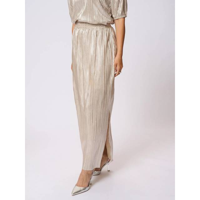 KAFFE KAgalexi Textured Metallic Maxi Skirt, Gold