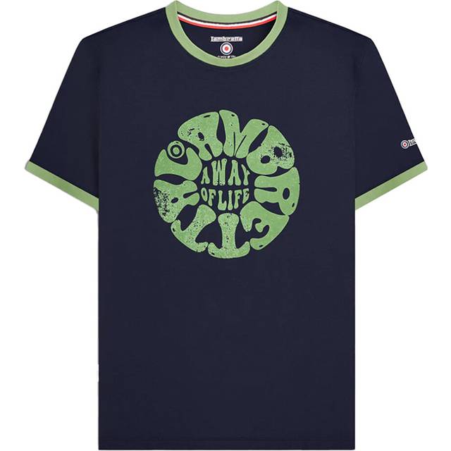 (L, Navy) Lambretta Mens SS24 Ringer Festival T-Shirt
