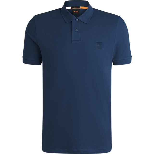 Slim-fit stretch-cotton polo shirt with logo patch - Dark Blue