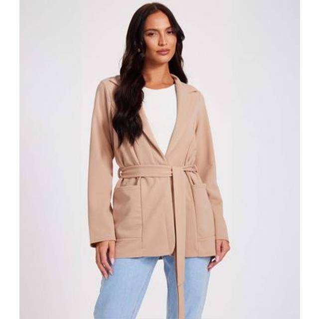 Quiz Women's Stone Belted Blazer New Look - UK 16