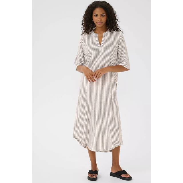 Kaffe Kamilia Kaftan Dress Dam Maxiklänningar Stl. 36 - Från Magasin - Chalk/fudge Stripe (36)