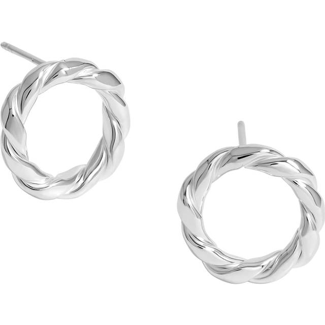 Sterling Silver 925 Polished Twisted Wreath Stud Earrings - One Size