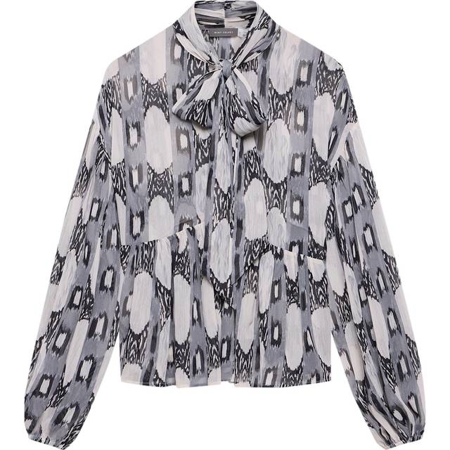 Mint Velvet Grey Abstract Print Blouse - XS, GREY