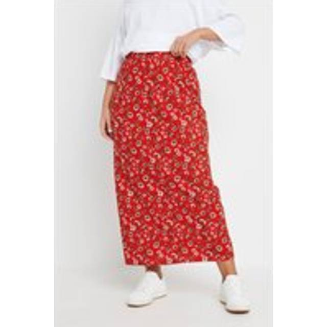 Yours Curve Red Floral Print Textured Maxi Skirt, Women's Curve & Plus Size, Yours - 22-24