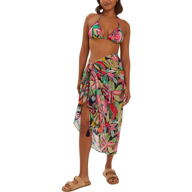 Accessorize Tropical Print Sarong, Black