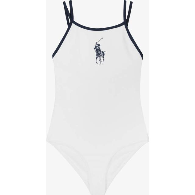 Ralph Lauren Girls White Big Pony Swimsuit - 7 year