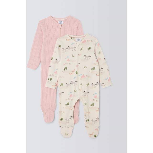 John Lewis Baby Horse Sleepsuits, Pack of 2, Multi