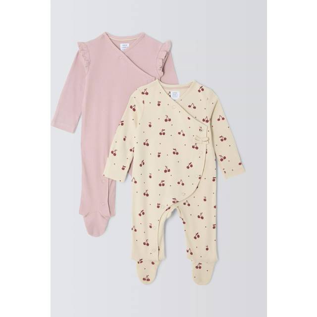 John Lewis Baby Cherry Sleepsuits, Pack of 2, Multi