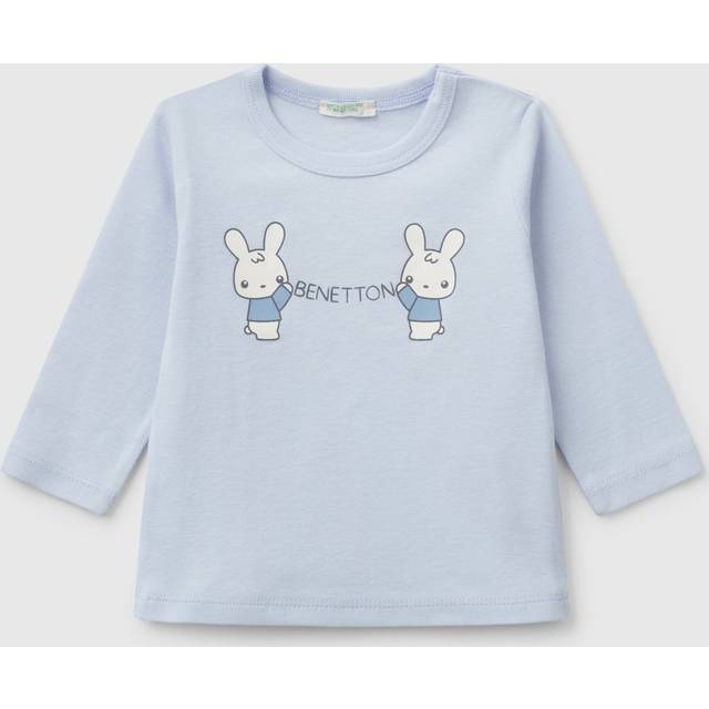 Benetton Baby Logo Long Sleeve T-Shirt, Light Blue Powder