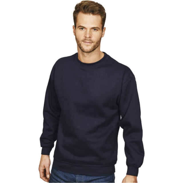 (Sweatshirt - Navy, Sweatshirt - Navy) Mens Sweatshirt Plain Fleece Sweat Top Pullover Crew Neck Jumper Work Jersey M-2