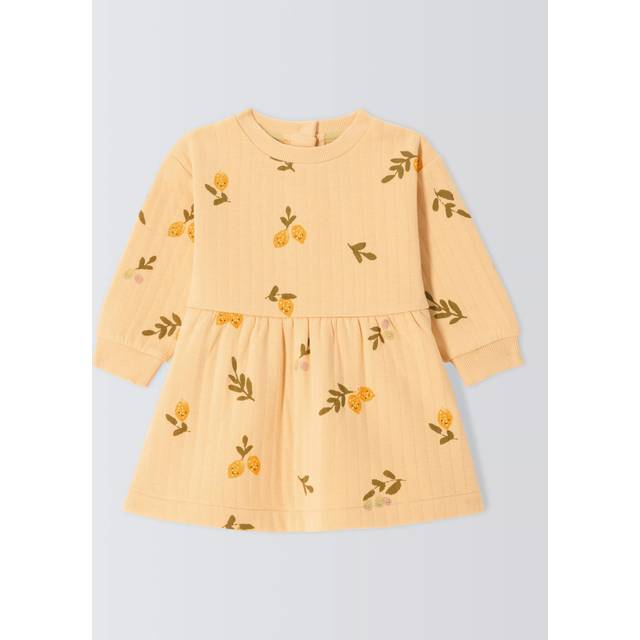 John Lewis Baby Lemon Print Quilted Dress, Yellow