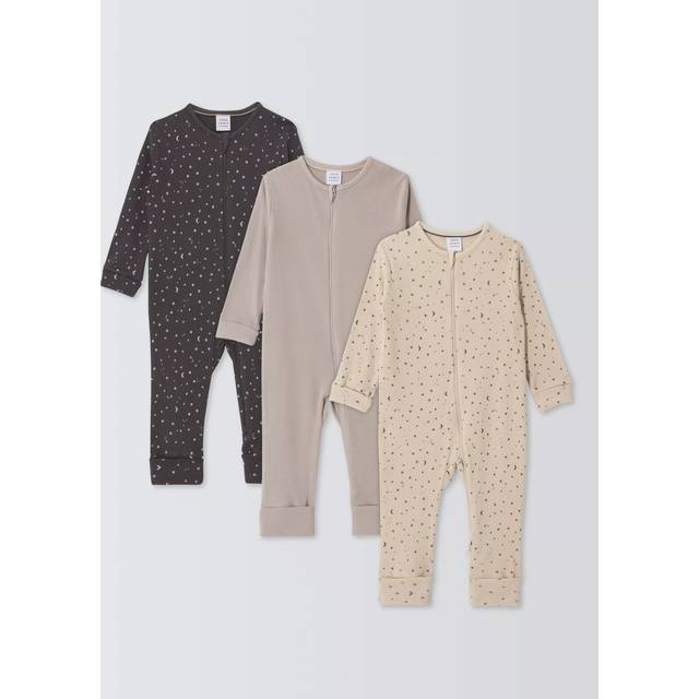John Lewis Baby Star Sleepsuits, Pack of 3, Multi