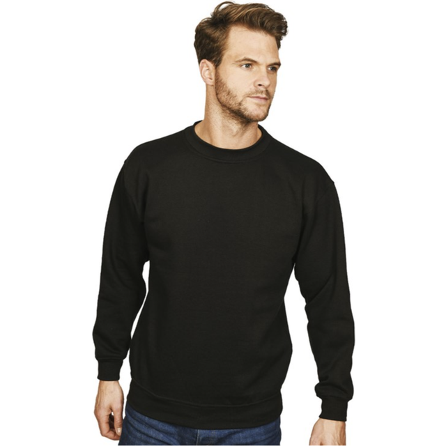 (Sweatshirt - Black, Sweatshirt - Black) Mens Sweatshirt Plain Fleece Sweat Top Pullover Crew Neck Jumper Work Jersey M-2