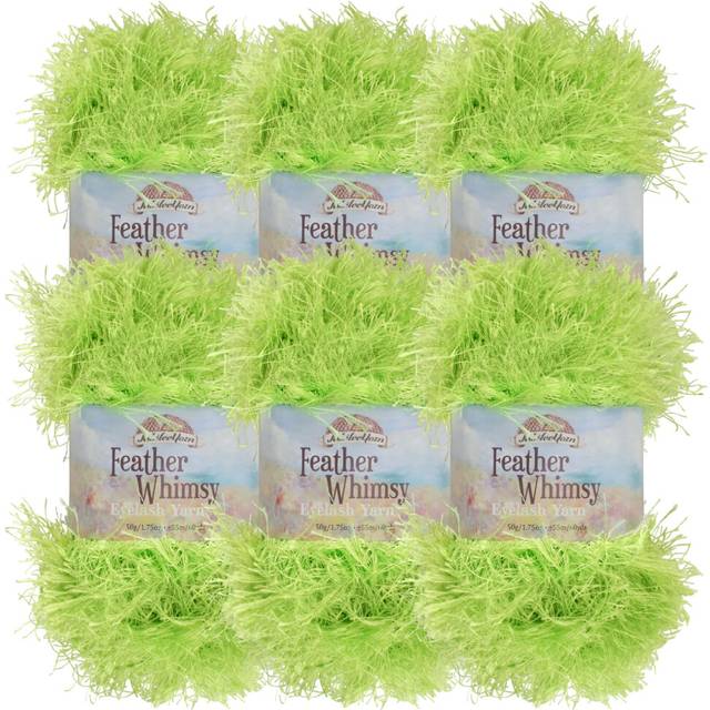 JubileeYarn Feather Whimsy Eyelash Yarn - 50g/Skein Fine Polyester Fur - Pear Green - 6 Skeins