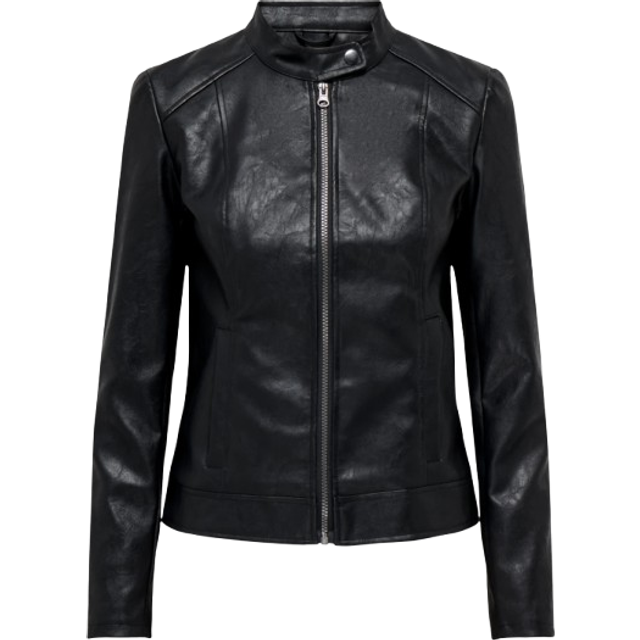 JDY Emily Faux Leather Jacket - Black, Black, Size 36, Women