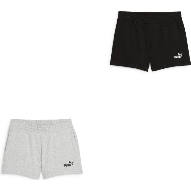 Women's Puma ESS Small No. 1 Logo 4" Shorts, Gray, Size S, Clothing
