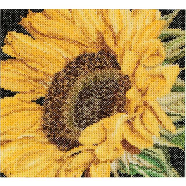 Thea Gouverneur - Counted Cross Stitch Kit - Sunflower - Aida - 18 Count - Embroidery Kit for Adults - DMC Embroidery Threads and Other Cross Stitch S