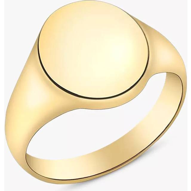 IBB Personalised 9ct Gold Unisex Single Oval Signet Ring, Gold