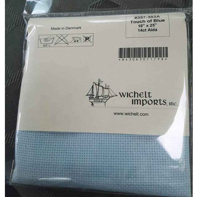 "Wichelt Permin Premium AIDA Cross Stitch Fabric 14 Count Touch of Blue 18"""""""" x 25"""""""""