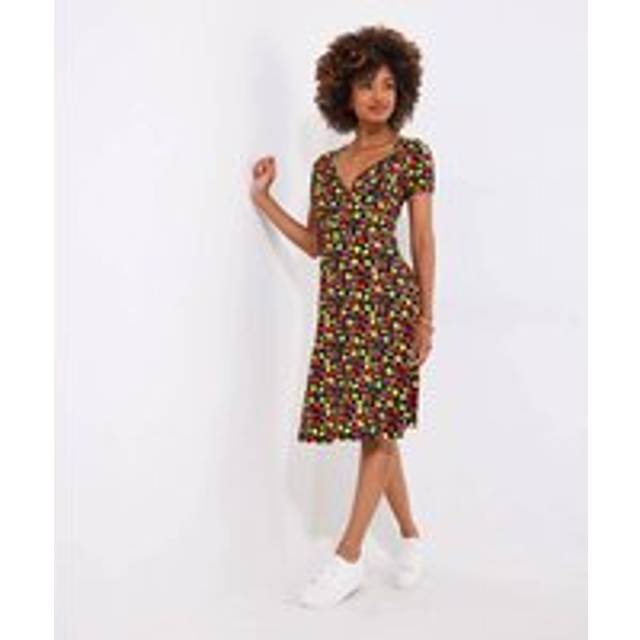 Women's Flora Fruit Print Jersey Dress - Size 10 - Black - by Joe Browns