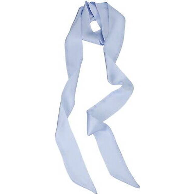 Stylish ribbon scarf long silk solid color skinny scarves light blue