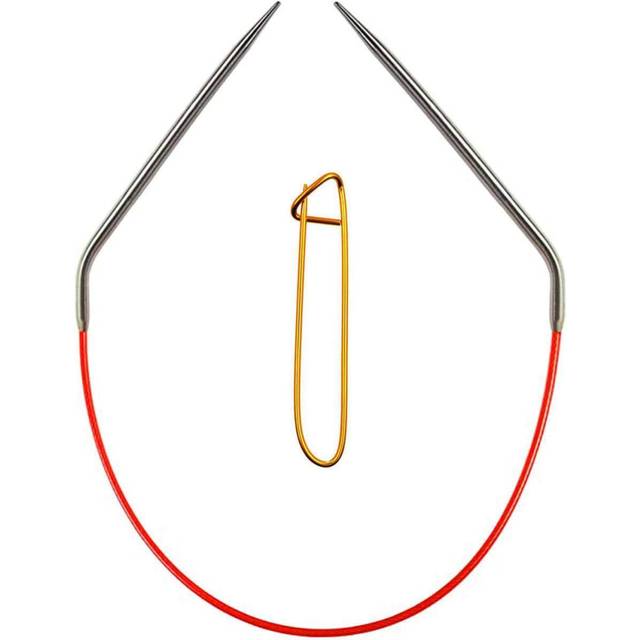chiaogoo Knitting Needles Red circular 12 inch (30cm) Stainless Steel Size US 6 (4mm) Bundle with 1 Artsiga crafts Stitch Holder 6012-6