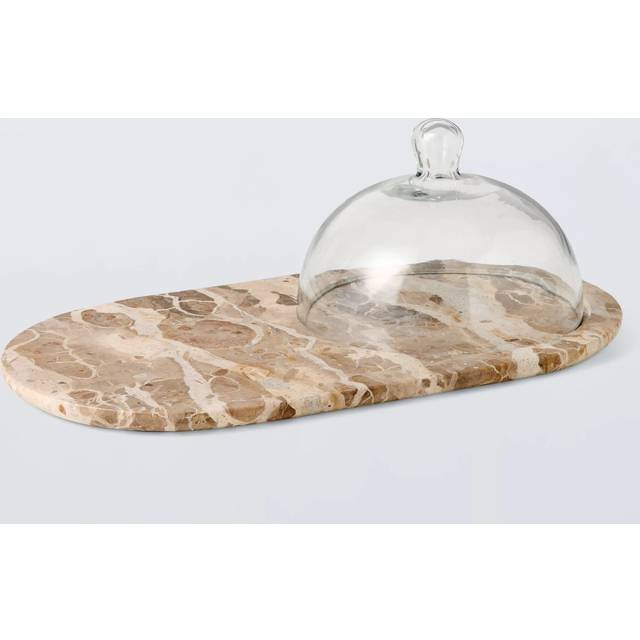 John Lewis Fossil Beige Marble Cheese Board with Glass Dome
