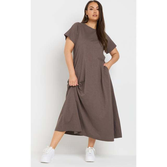 Yours Curve Brown Midaxi Tshirt Dress, Women's Curve & Plus Size, Yours - 18
