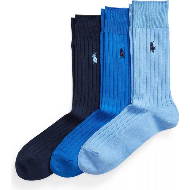 Pack of 3 Pairs of Socks in Egyptian Cotton - Navy Blue+Blue+Sky Blue - 43/46 (9 to 11)