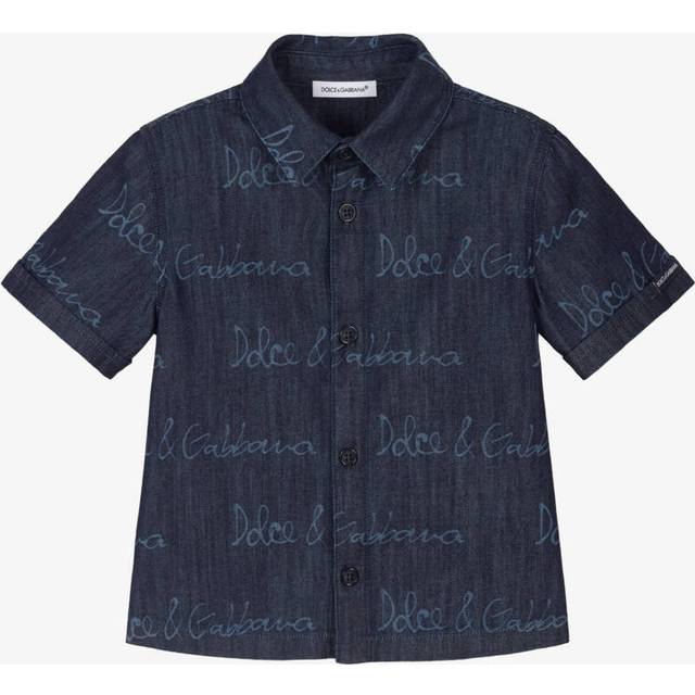 Dolce & Gabbana Boys Dark Blue Denim Logo Shirt - 18-24 month