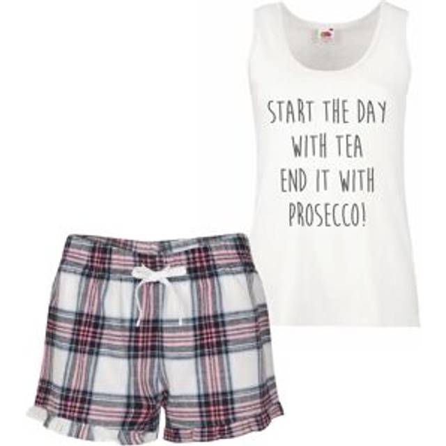 Start The Day With Tea End It With Prosecco Pyjama Set - Pink - M
