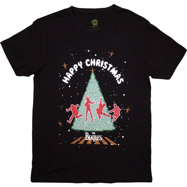 (XXL, Black) The Beatles Christmas Tree Tracks T Shirt